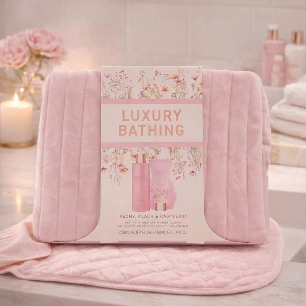 🌸💕Luxury Bathing Gift Set – Peony, Peach & Raspberry (Pink Spa Set)